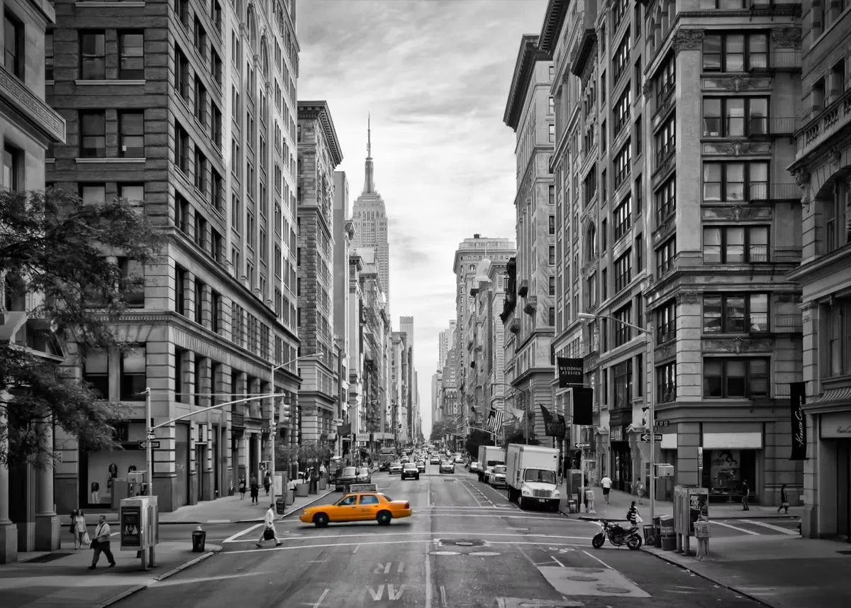Yellow and Red Urban Telephone Box Canvas Print - Modern City Landscape Wall Art