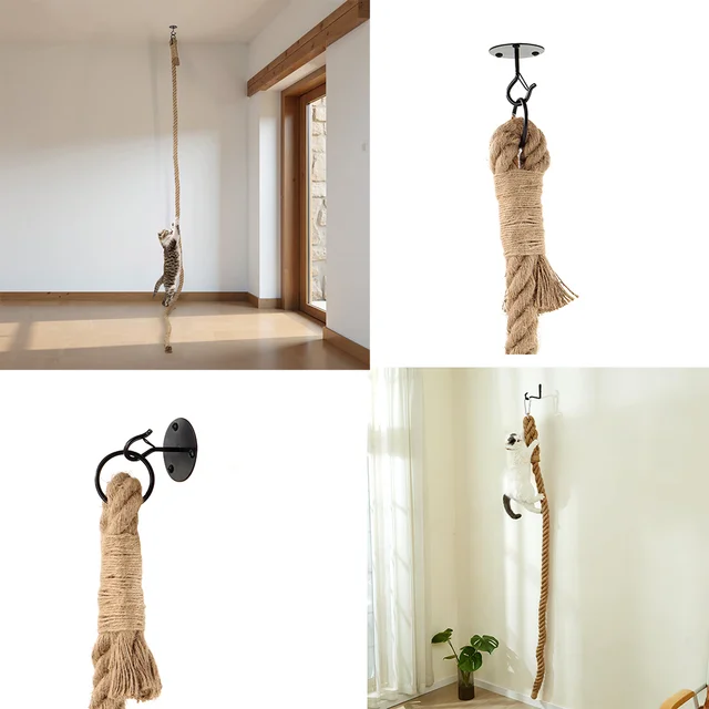 Ceiling-Mounted Cat Climbing Rope Tree 4