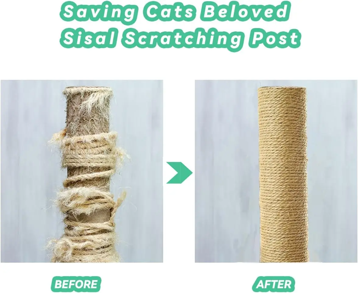 Corda In Sisal Naturale 50m X 6mm Per Tiragraffi Gatti - Resistente Ai Graffi, Protegge Mobili - Foto 11