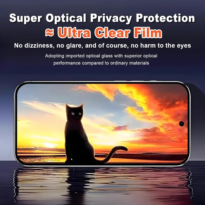 2-Pack Fingerprint Unlock Privacy Screen Protector with Easy Installation - Tempered Glass Cover
