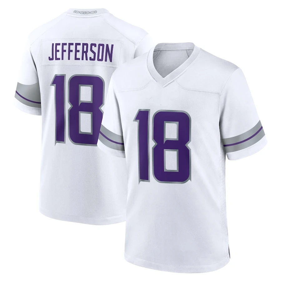 thumbnail image 1 of Camisetas de fútbol bordadas personalizadas de Minnesota para hombres, mujeres y jóvenes, camisetas de fútbol de Jefferson McCarthy Hockenson, 1 of 5