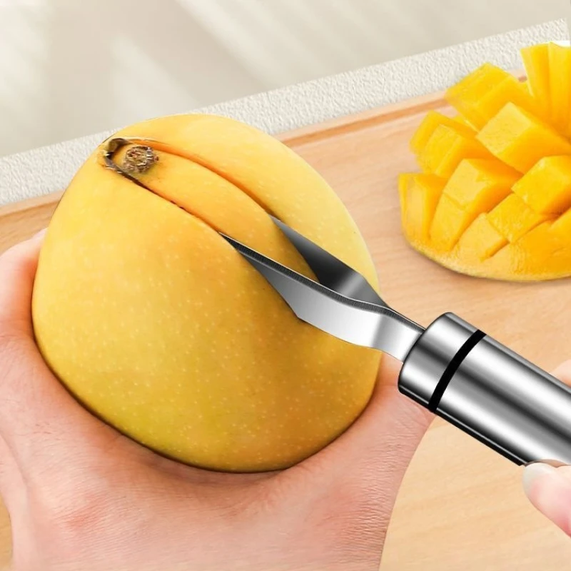 Mango Cutter 304 Stainless Steel Mango Corer Household Multifunctional Meat Picker Fruit Digging and Cutting Tools Fruit Spoon