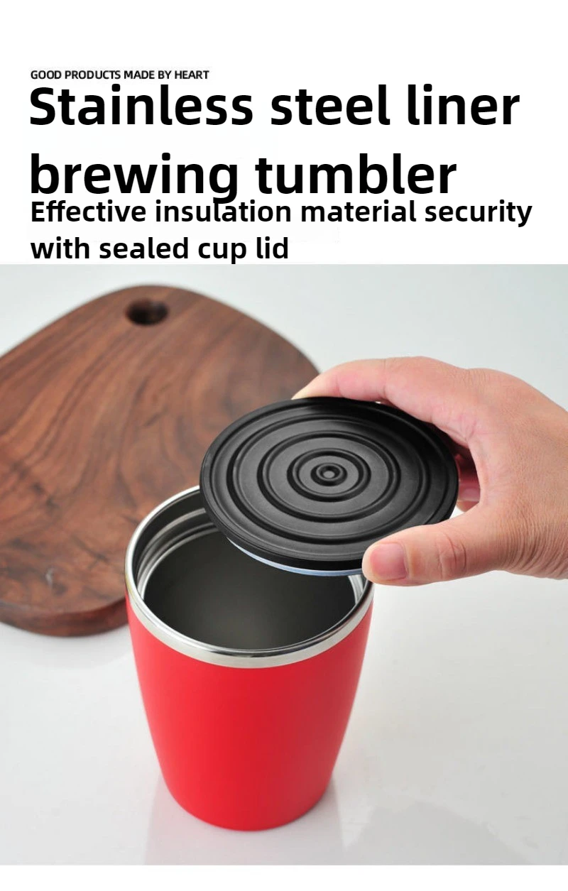 Grinding and Brewing Integrated Coffee Machine Portable Coffee Cup Hand-cranked Bean Grinder with Thermal Insulation Function
