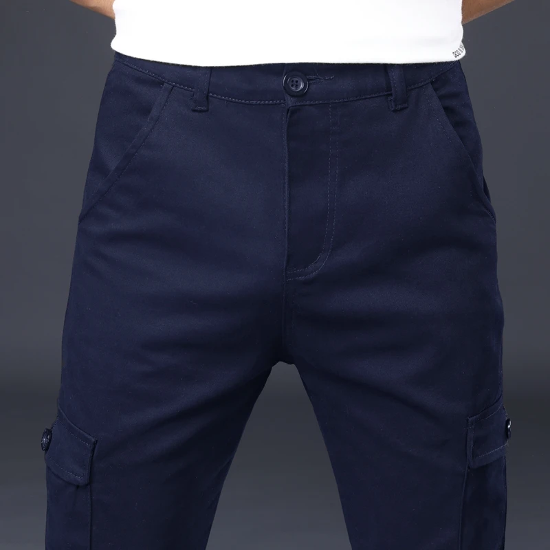 Plus Größe Männer Baumwolle Schwarz Mehrere Taschen Cargo Hosen Casual Multi Taschen Lange Hosen Männer Gerade Hosen Taktische Hosen – Detail 8