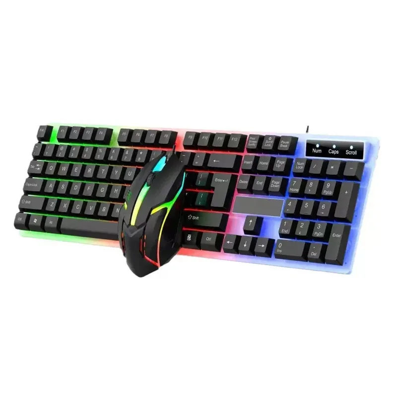 Game Office Universal Light Wired Keyboard And Mouse Set Mechanical Feel Floating High Key Cap Rebound Comfort Game Mouse Set