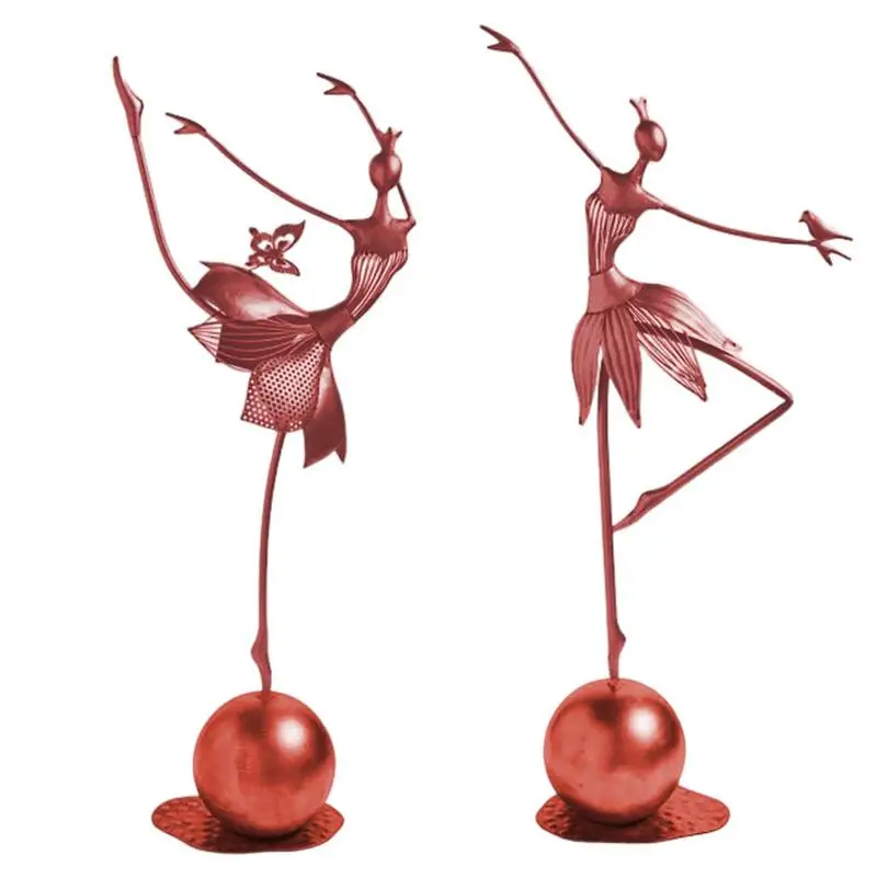 

Metal Garden Statues Dancing Girl Statues Elegant Ballerina Adornment Set Girl Crafts Figurines Dancer Ballet For Home Decor