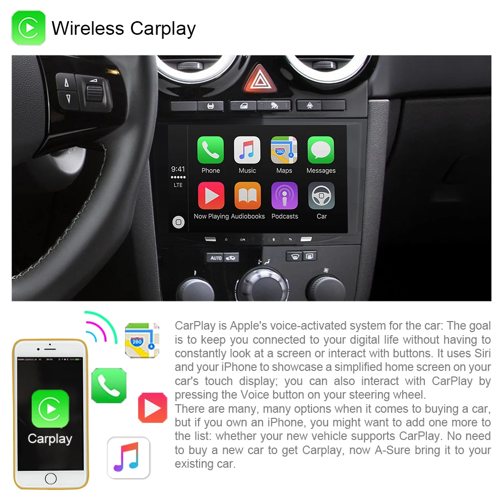 A-Sure 8'' HD Wireless CarPlay Android 11 Car Radio 2+32GB ROM DPS WIFI GPS Navigation For Opel Corsa C D Antara Zafira Astra
