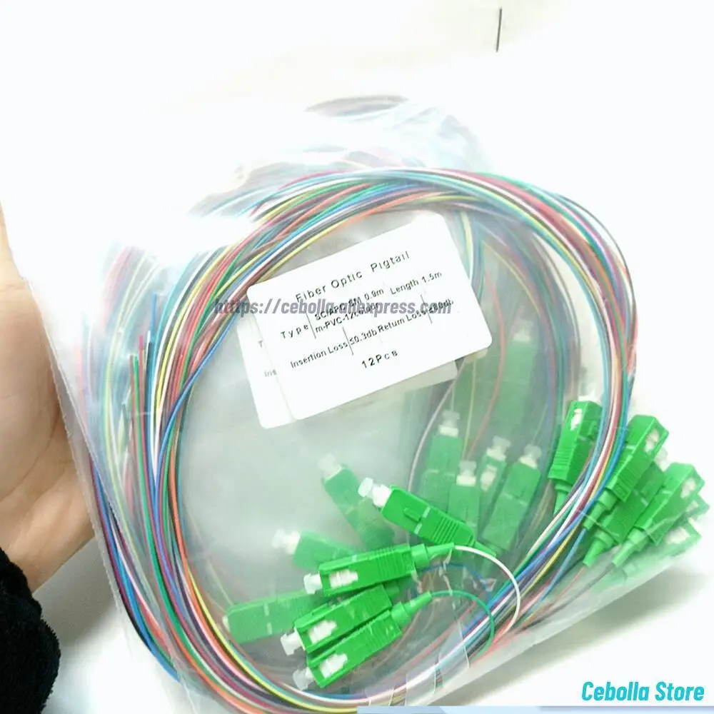 12 Colored SC APC UPC Fiber Optical Colorful Pigtail LAZH Simplex Single Mode 0.9Mm
