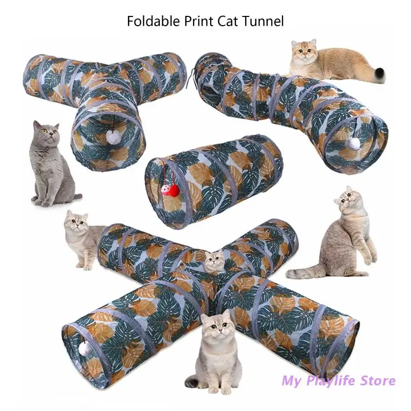 

Big Collapsible Tunnel Toys Play Tunnel Durable S Shape 3/4-Way Tube Summer Polyester Hideaway Crinkle Tunnel for Small Pet