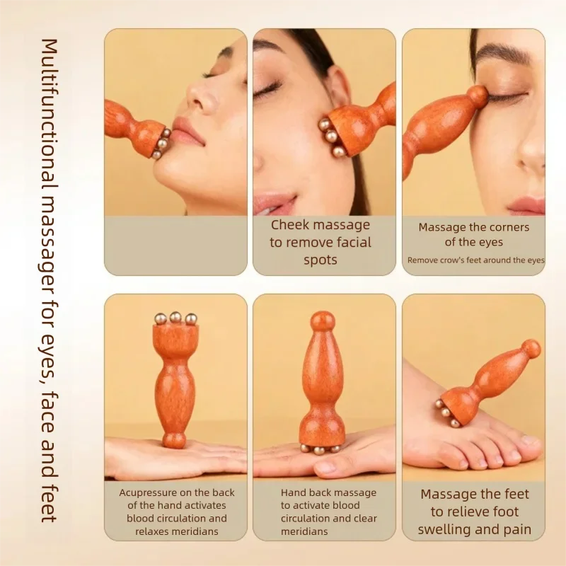 Eye Massage Tool Face Massager Wood Brass Small Lotus Eye Care Body Spa Facial Beauty Acupoint Skin Care Tool