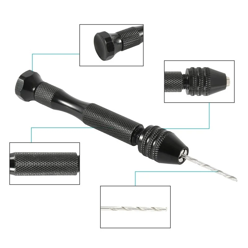 

Drill Bit Mini Micro Aluminum Hand Drill With Keyless Chuck HSS Steel Twist Woodworking Drilling Rotary Tools Hand Drill Manual