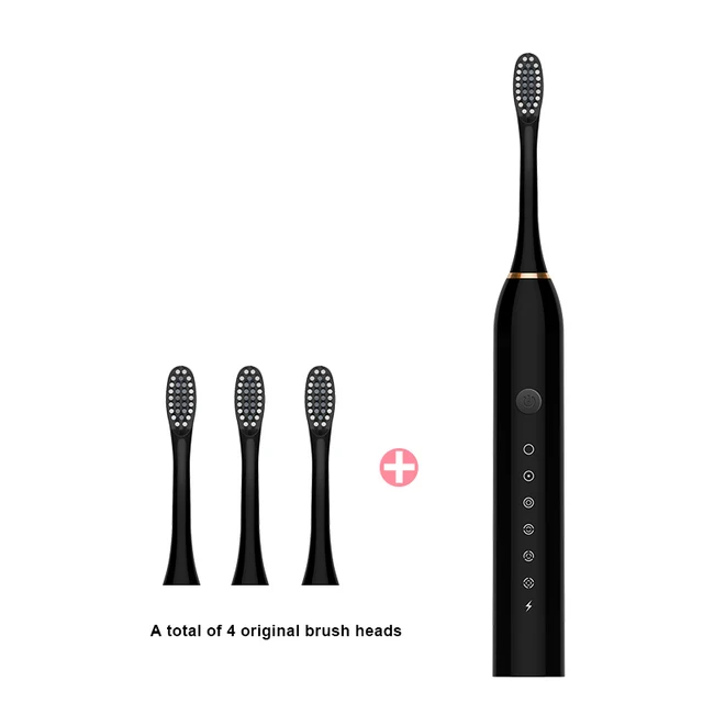 Cepillo de dientes eléctrico para adultos, inteligente, recargable por USB, para limpieza dental, blanqueamiento, cepillo de dientes sónico, temporizador, con cabezal de repuesto