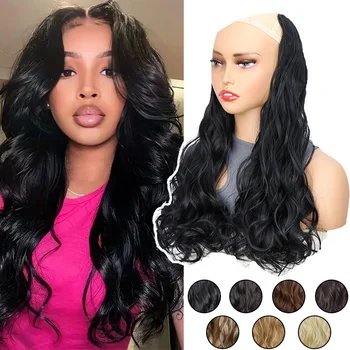 20Inch Synthetic Long Curly Hair Extension V-shaped BB Clip Style Invisible Black Blonde Hairpiece for Women