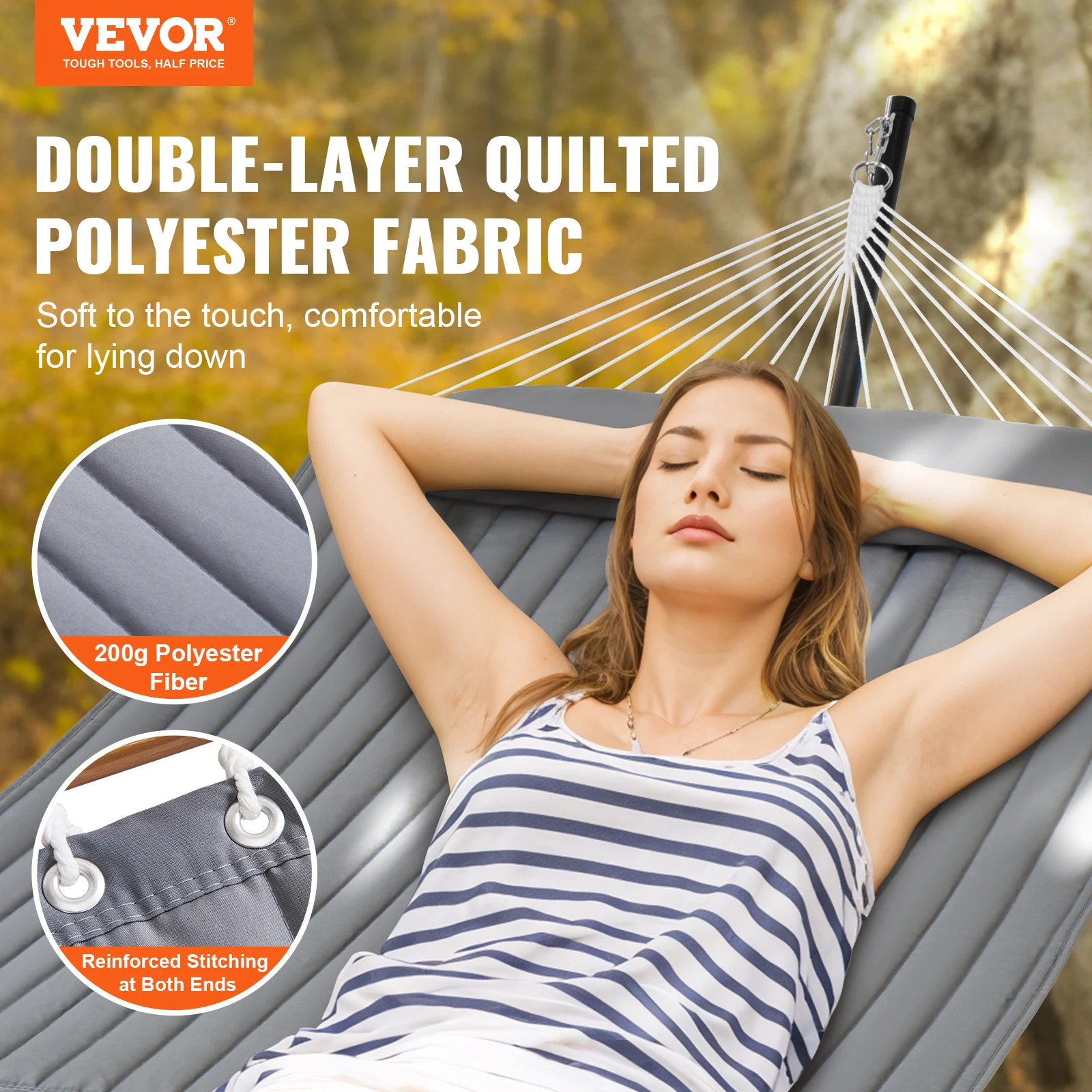 VEVOR Two Person Hammock with Stand Included Heavy Duty 480lb Capacity with 12FT Steel Stand & Portable Carrying Bag & Pillow 2