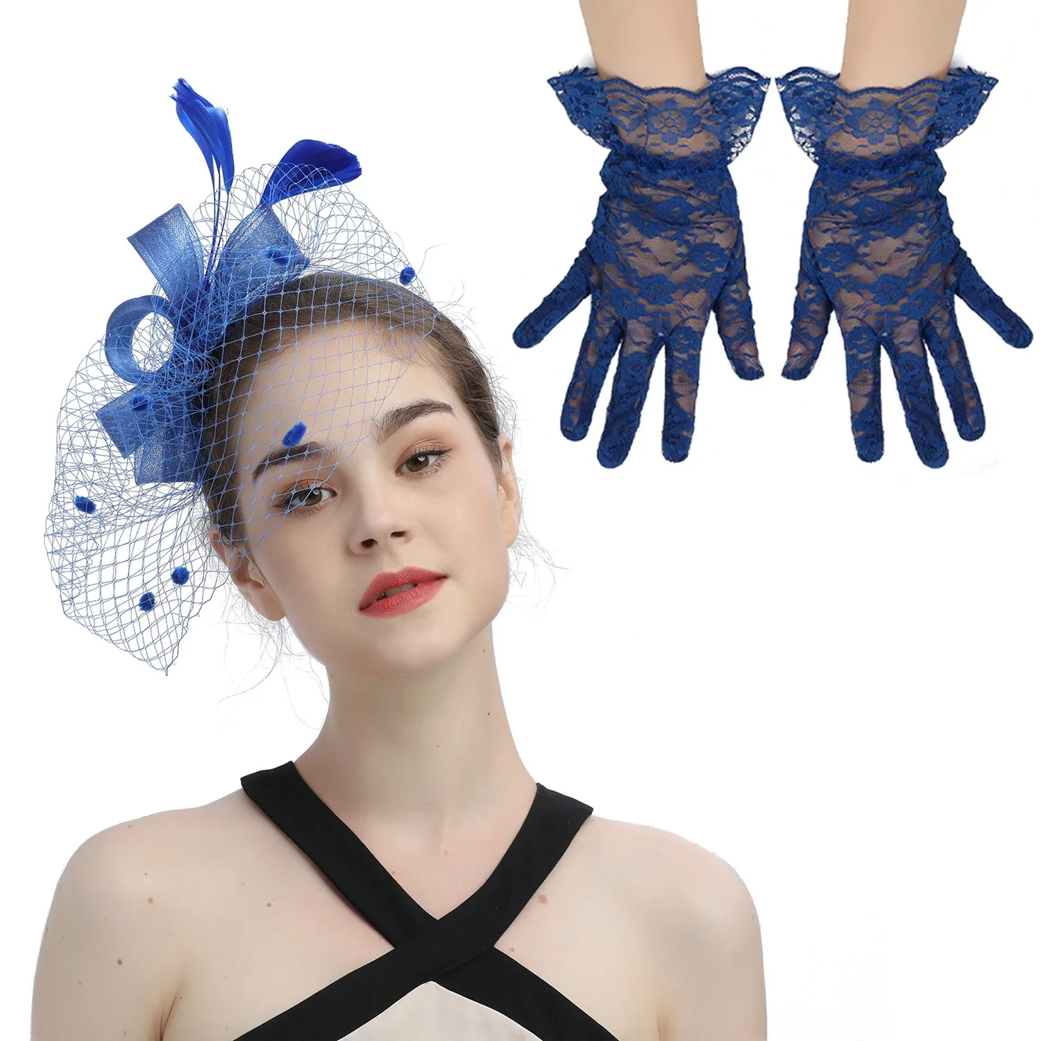 

Girls Feather Weddings Sets Solid Color Yarns Hat Headwear Fascinators Hat Hair Ornament