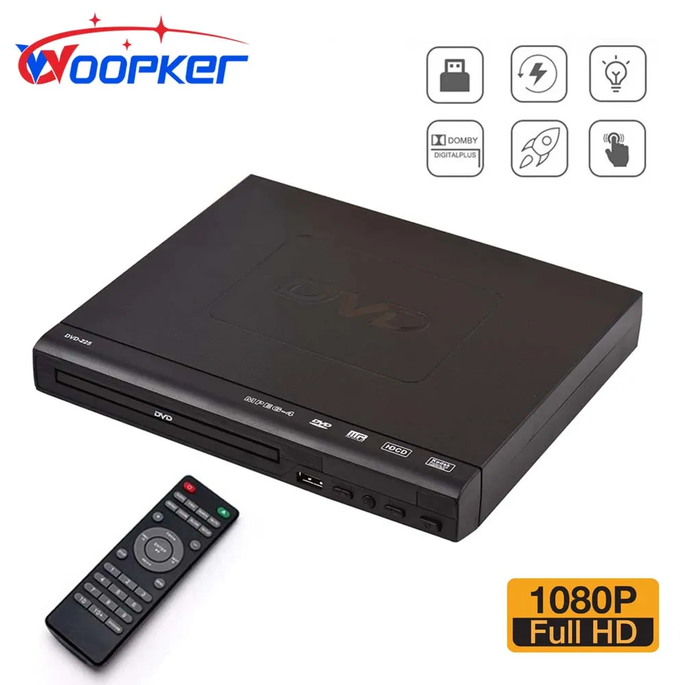 Woopker DVD Player 225 HD 1080P Digital Multimedia Player Supports DVD CD MP3 RW AV Output with Remote Control for Home Theater dvd player cd player