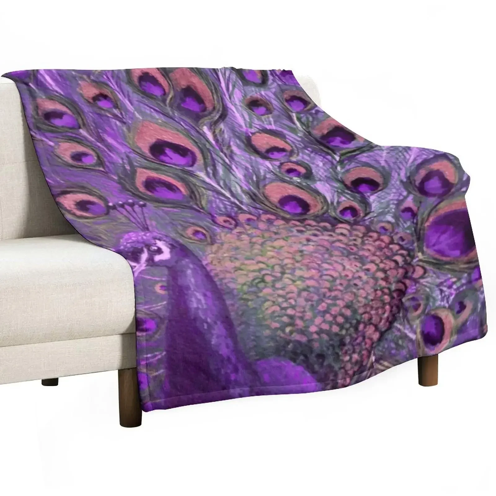 

Purple Peacock Full Glory Throw Blanket for winter Sofa Throw Blankets