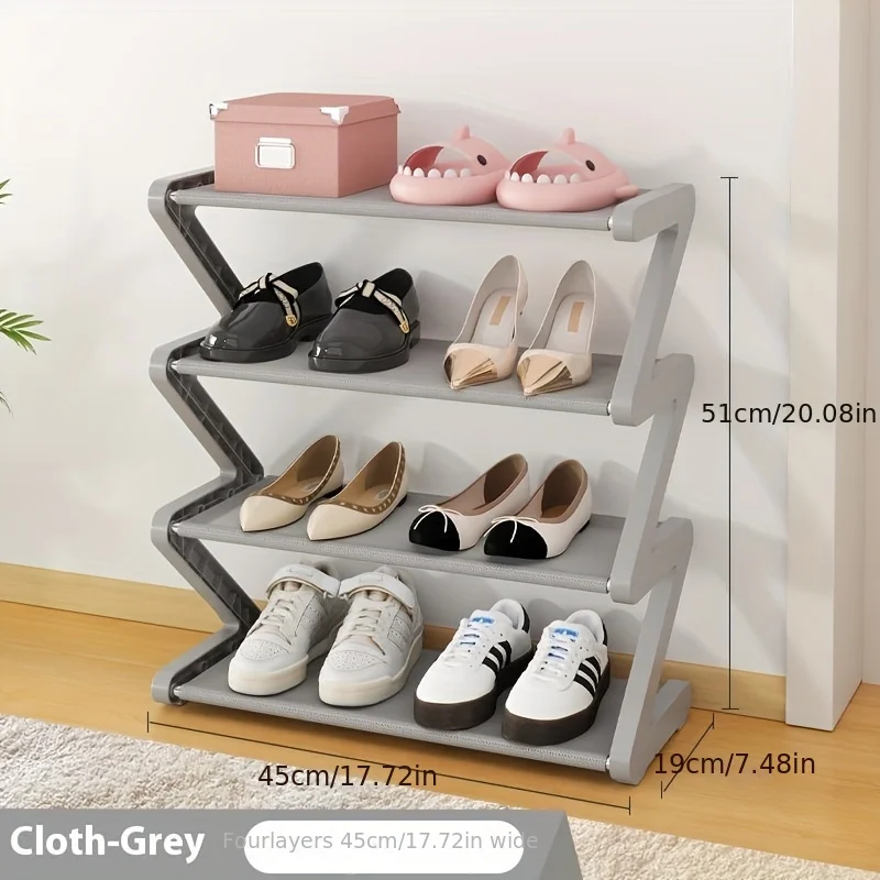4-Tier Plastic Freestanding Shoe Rack-Easy Assembly, No-Tool Installation, Stackable Storage Shelf for Living Room & Dorm Room