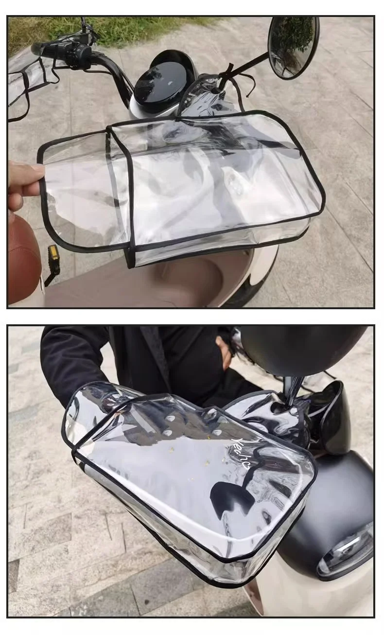 Waterproof Handlebar Mittens Motorcycle Large Rain Cover Transparent Windproof Handlebar Mittens Winter Riding Handle Cover 2pcs 5