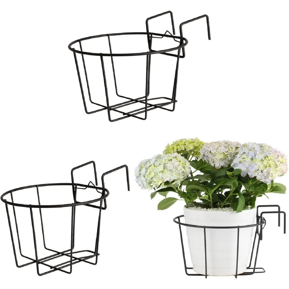 

3Pack 10inch Railing Planters Outdoor Balcony Hanging Baskets for Plants Fence Planters Metal Potted Stand Indoor Porch