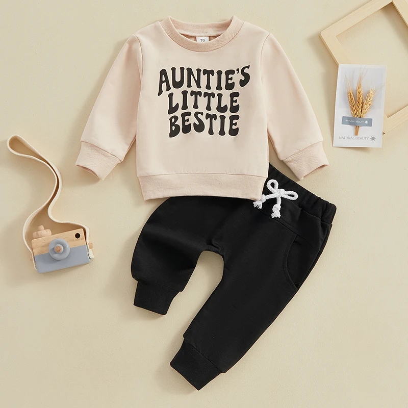 2023-12-05 Lioraitiin Toddler Baby Boy Clothes Set Letter Print Long Sleeve Pullover Tops Sweatshirt Pants Fall Winter Outfits