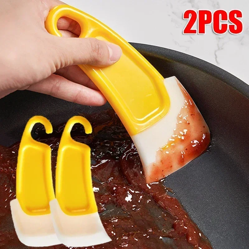 Description Picture 5 of item1/2PCS Silicone Scraper Kitchen Scraper Soft Blade Scraper Brush Dirty Pan Pot Dishes Cleaner Tools Silicone Kitchen Utensils