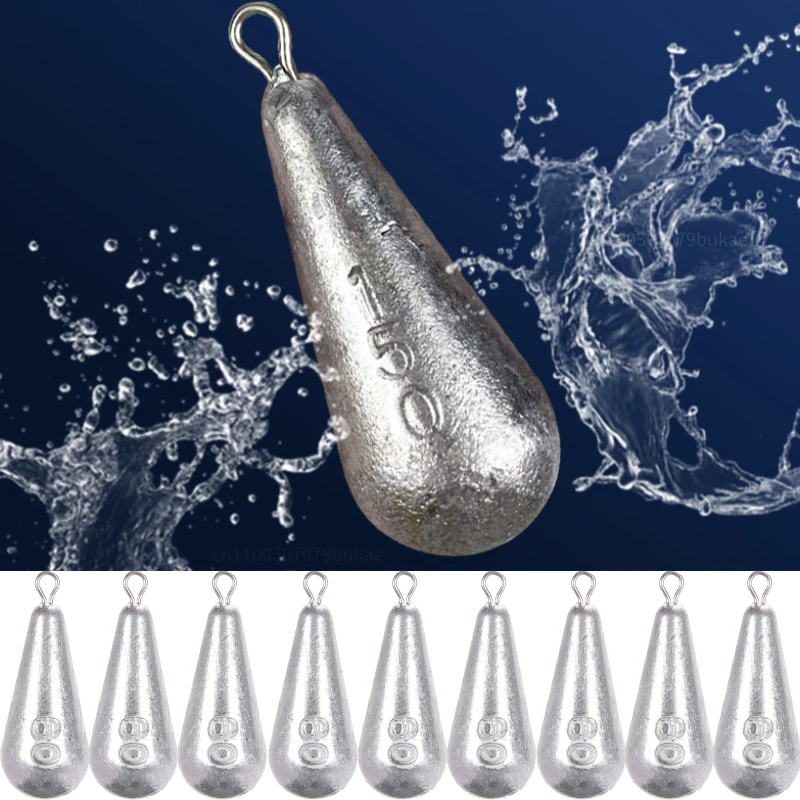 10 قطعة أوزان الصيد الرصاص ثقالة 10 جرام 15 جرام 20 جرام 30 جرام 40 جرام 50 جرام 60 جرام 70 جرام 80 جرام طويلة الصب الصيد ثقالة قطرة الماء على شكل الرصاص الوزن