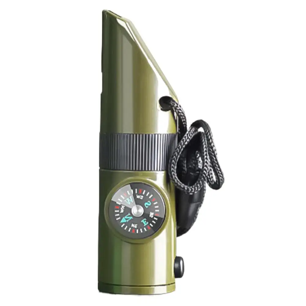 New 7 in 1 Camping Hiking Emergency Survival Whistle with Compass,Thermometer,Ou