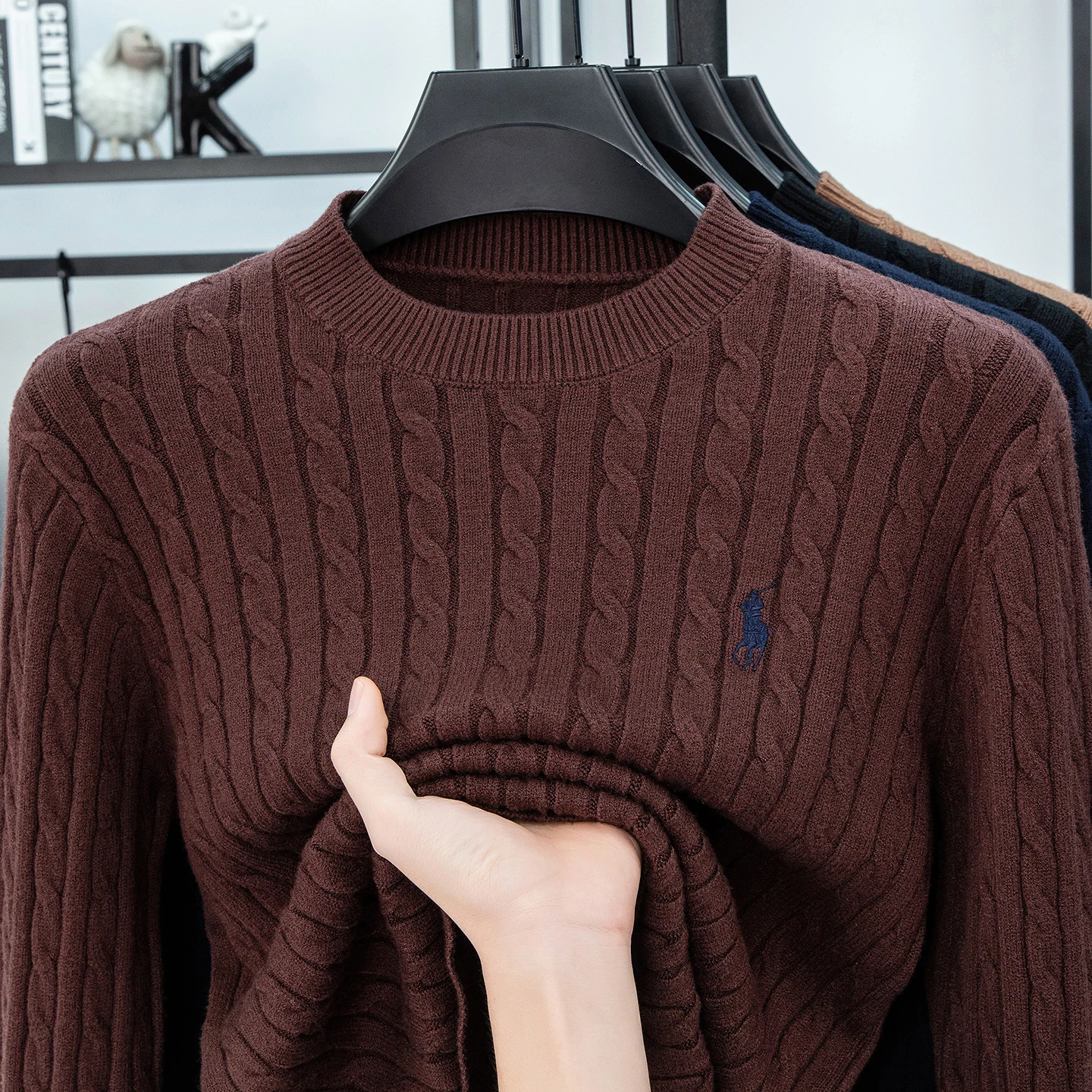 سترة صوف رجالية لخريف وشتاء 2025 مع بلوفر برقبة دا...