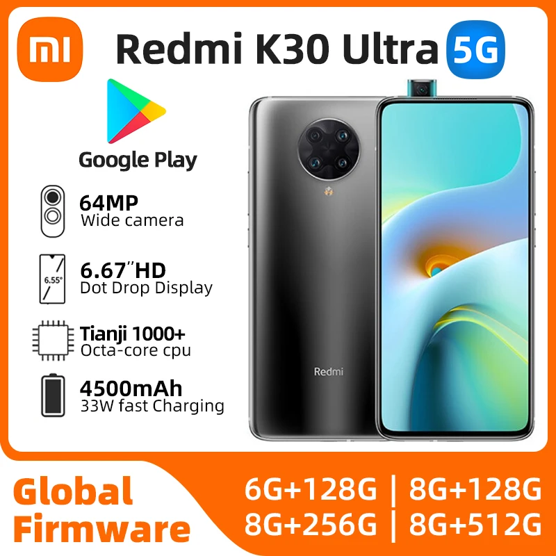 Used xiaomi Redmi K30 Ultra Android 5G Unlocked 6.67 inch 8GB RAM 