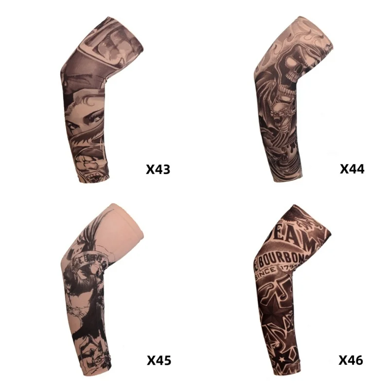 4 pieces New Flower Arm Tattoo Sleeves Seamless Outdoor Riding Sunscreen Arm Sleeves Sun Uv Protection Warmers For Men Women