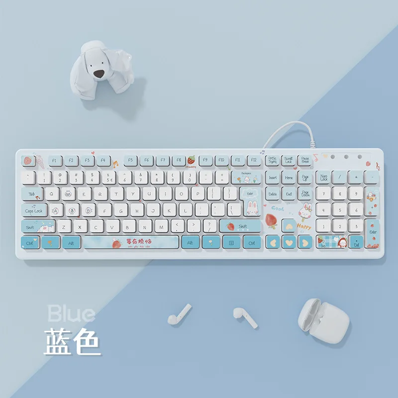 Kawaii drátová keyboards růžová bezdrátový klávesnice herní příslušenství kreslený roztomilá čokoláda němý klávesnice notebook ploše počítač