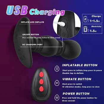 Wireless Remote Control Male Prostate Massager Inflatable Anal Plug Vibrating Butt Plug Anal Expansion Vibrator Sex Toys For Men 6