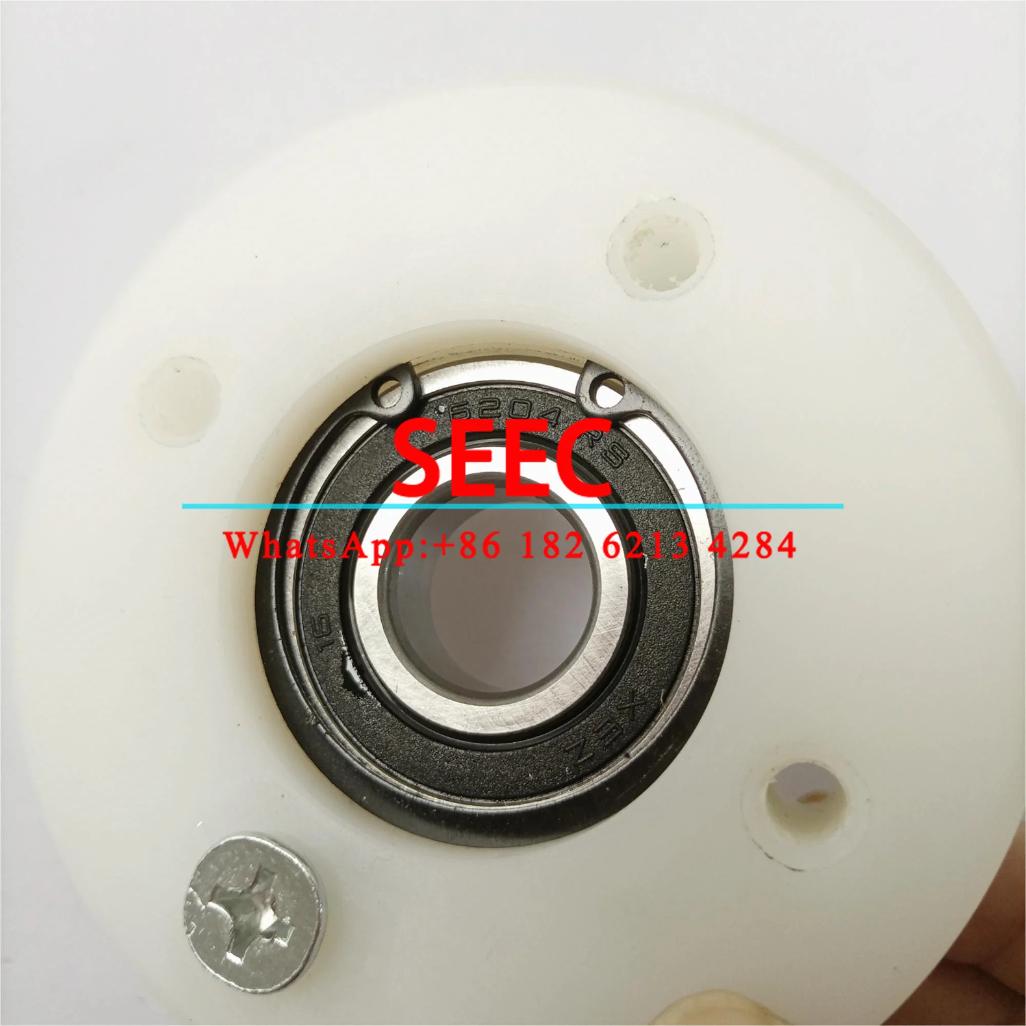 SEEC Escalator Roller White Plastic Wheel 4 Holes OD 98mm W 30mm Bearing 6204 RS Escalator Wheel Elevator Spare Parts