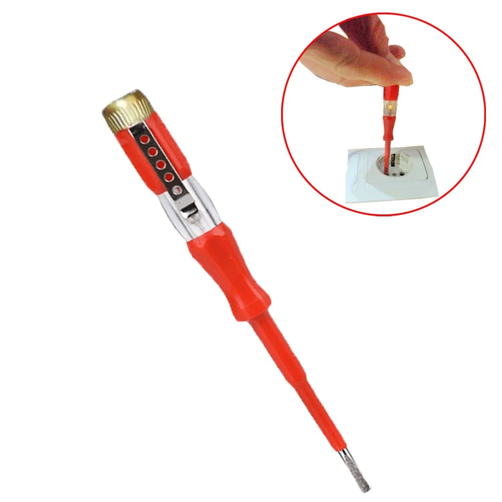 2021 New Portable LED Voltage 100-500V Test Pen Tester Flat Screwdriver Socket Detector Screw Driver Repair Electrician Tools