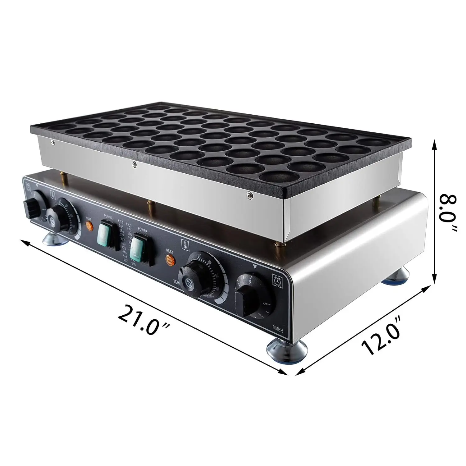 110V Mini Dutch Pancake Baker, 50PCS 1700W Commercial Electric Nonstick Waffle Maker Machine, 1.8 Inches Pancake Maker wit