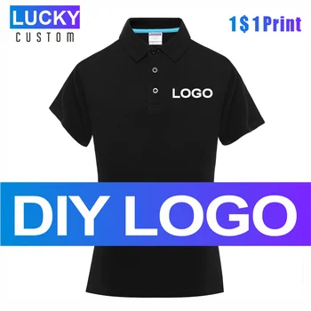 Polo da donna in cotone a manica corta con stampa personalizzata Logo aziendale ricamato camicia Comfort tinta unita