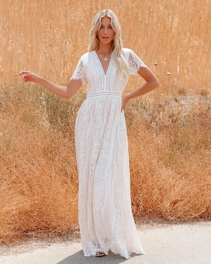 

2024 Autumn/Winter New Autumn Tulle Deep V Pullover Wedding Dress Straight