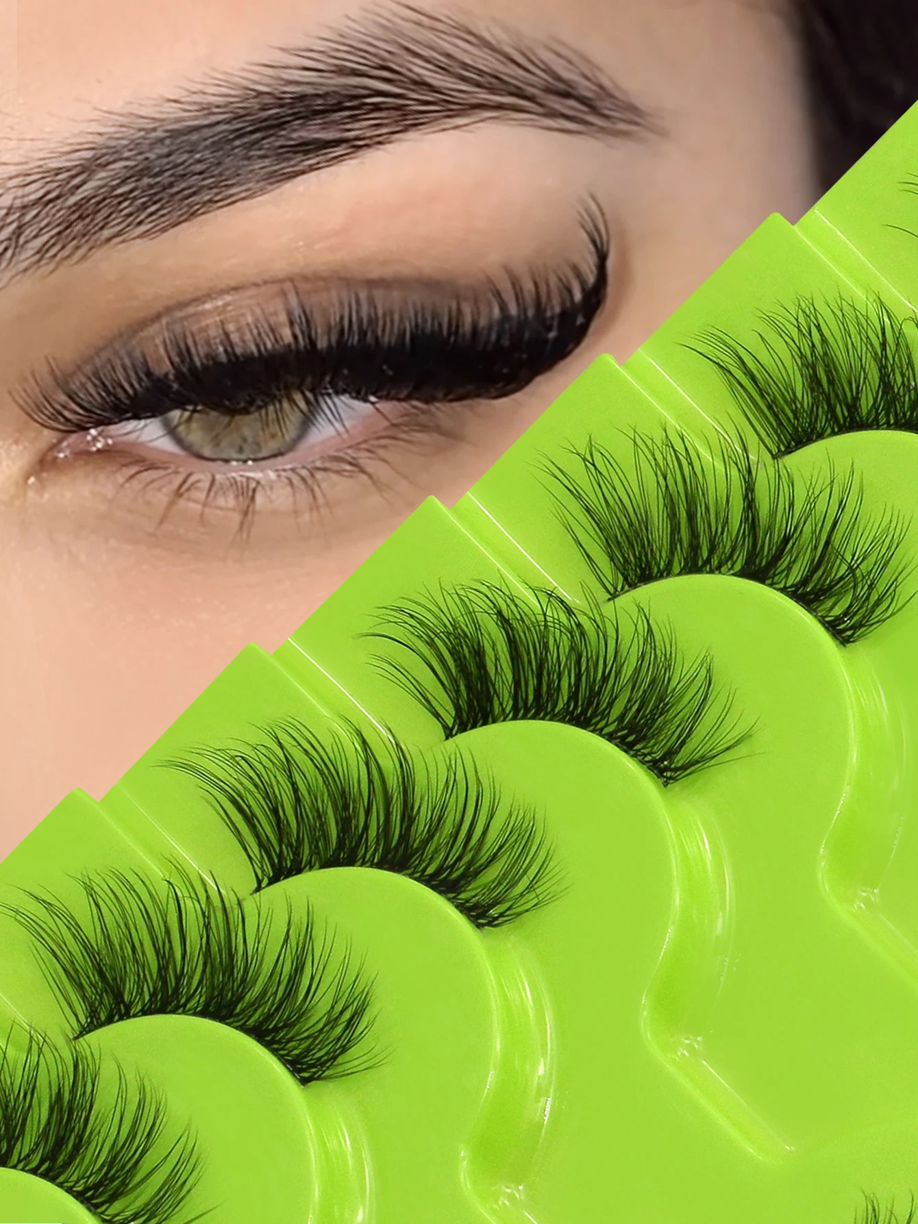 GROINNEYA Half Eyelash Cat Eye Lashes Soft Full Thick Wispy Eyelash Winged End Eye Elongated Eyelash Extension Makeup 1