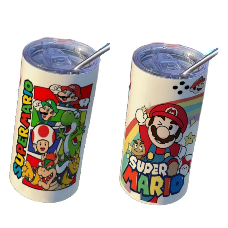 

Super Mario Bros. cartoon animation game peripheral high-value office stainless steel straw accompanying water cup festival gift