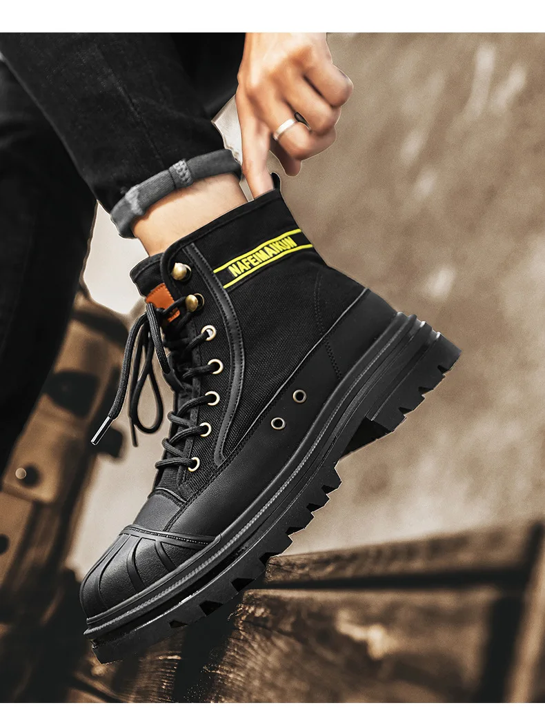 Men's Breathable High-top Boots with Thick Soles - true deals club