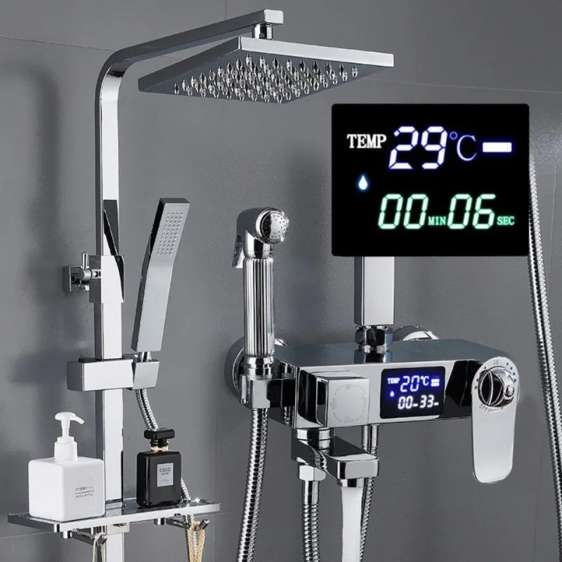 

Household copper shower set Household pressurized constant temperature display shower shower shower head in the shower.