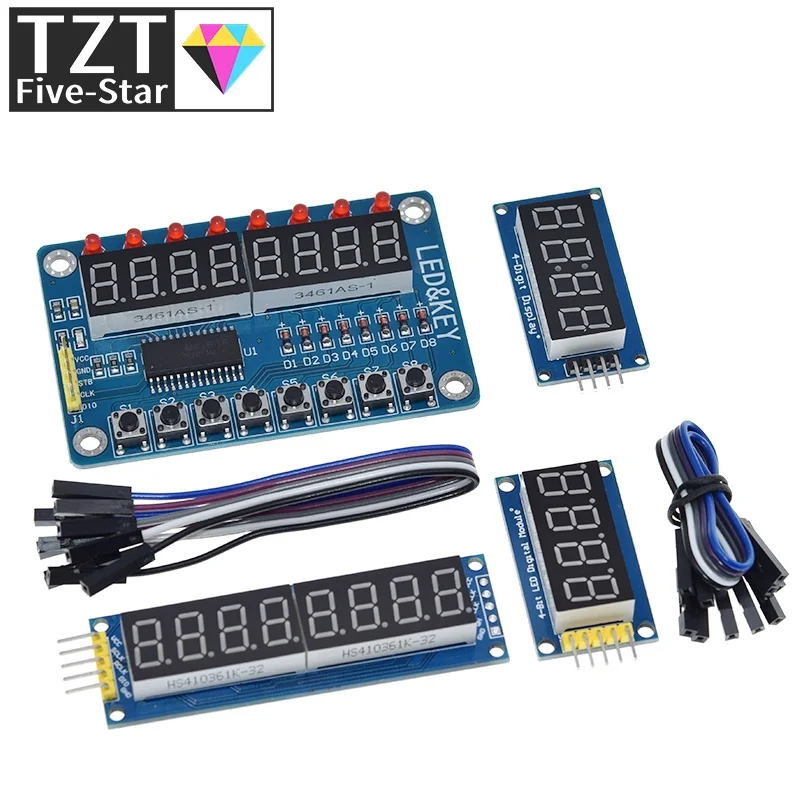 TM1637 4 Bits / TM1638 / 74HC595 8-Bit-Digital-LED-Anzeigemodul 7 Segment 0,36 Zoll Uhr ROTE Anodenröhre Vier serielle Treiber