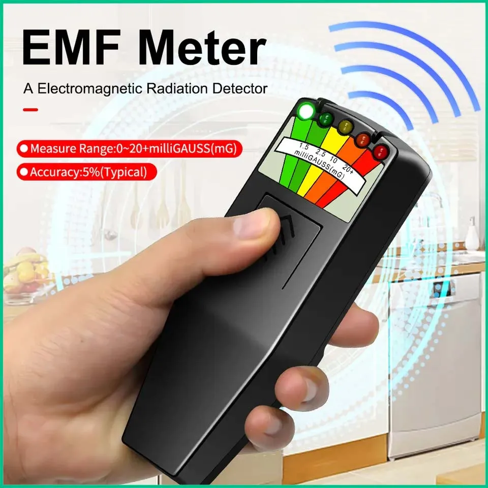 EMF Messgerät K2 – Tragbarer Strahlungsdetektor, Magnetfeldmesser, 50 Hz–20 KHz, LED-Skala, Für Ghost Hunting & Haushaltsgeräte – Schwarz