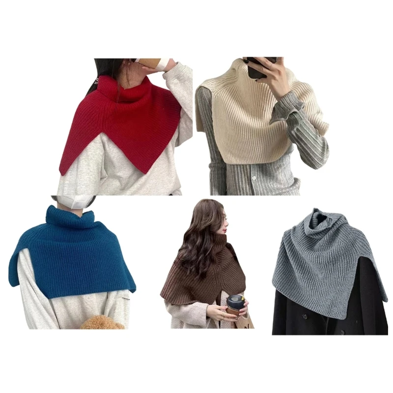 

Winter Knit Fake Collar Scarf Shoulder Wrap Women Turtleneck Knit False Collar