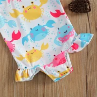 0-36m Baby Girls Bodysuit Bathing Suit Summer Cute Crab Donut Printing Sleeveless Swimwear For Infant Girls 6