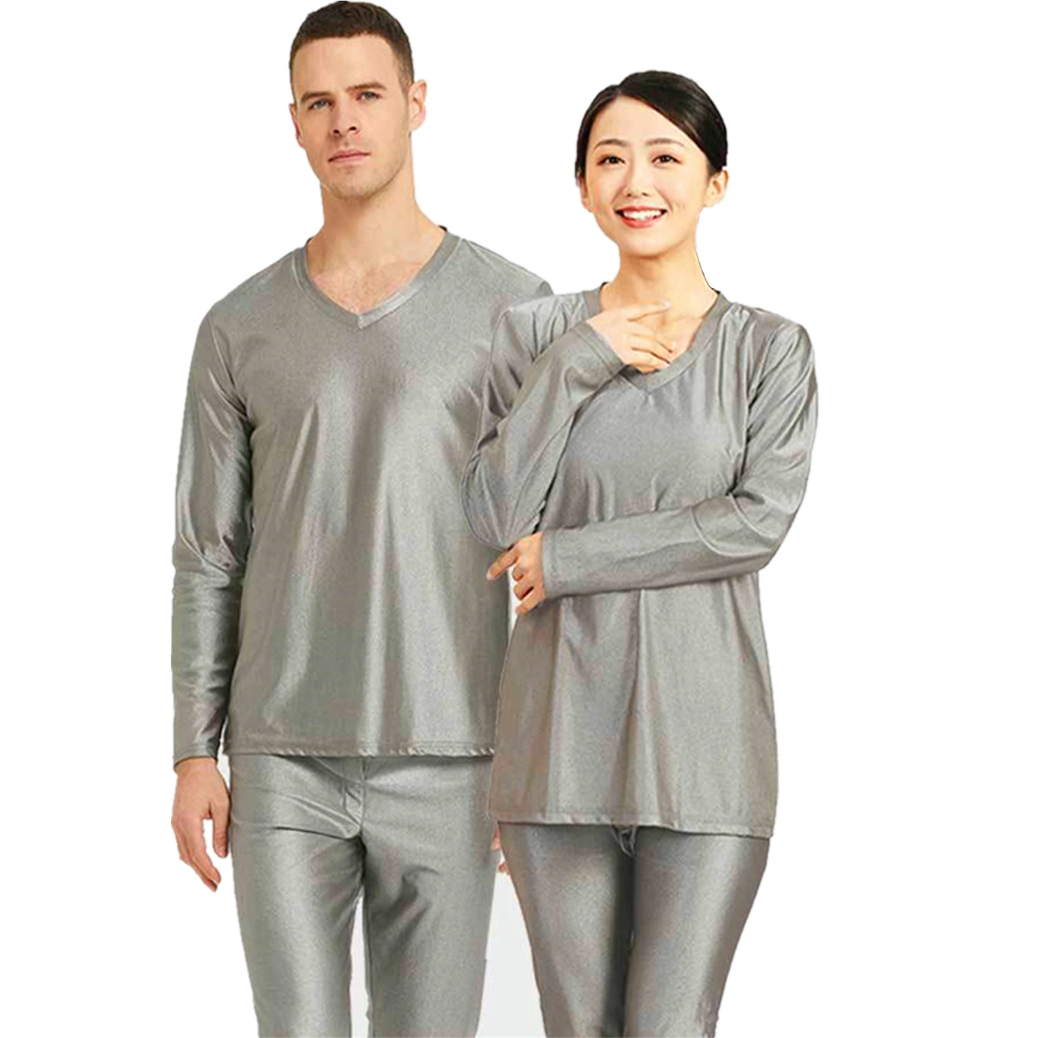 Health Protection Conductive Silver Fiber Long Johns Antibacterial EMF Blocking Long-sleeve Underwear Anti-radiation Stretchy