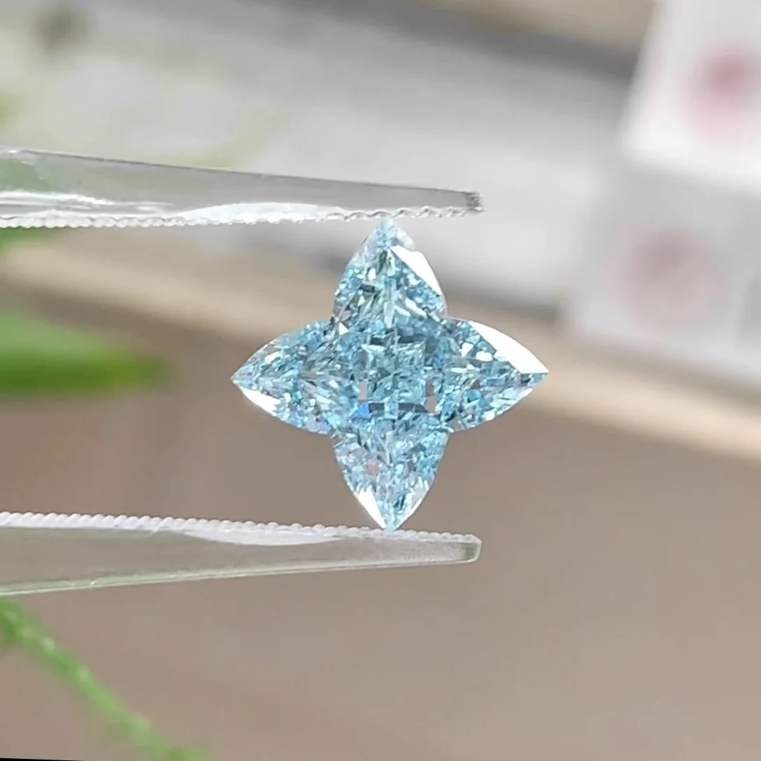 IGI 3.13CT Blue Flower Shape LGD CVD Diamonds Stone Fancy Intense Greenish Blue with igi Certificate Lab Grown Diamond
