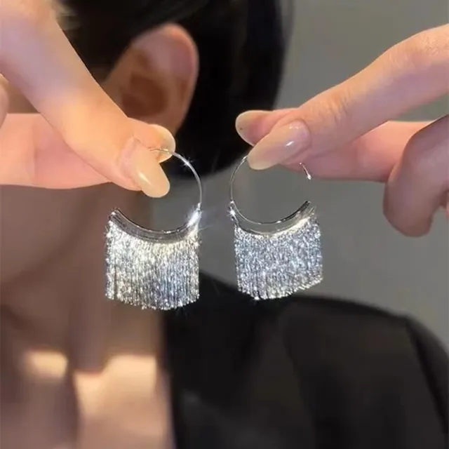 Boucles d'oreilles en métal en forme de U pour femmes, chaîne à pampilles, élégantes, couleur argent, multicouche, personnalité géométrique, bijoux