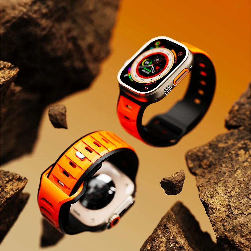Dual-Color Silicone Loop Strap for Apple Watch - Sport Bracelet